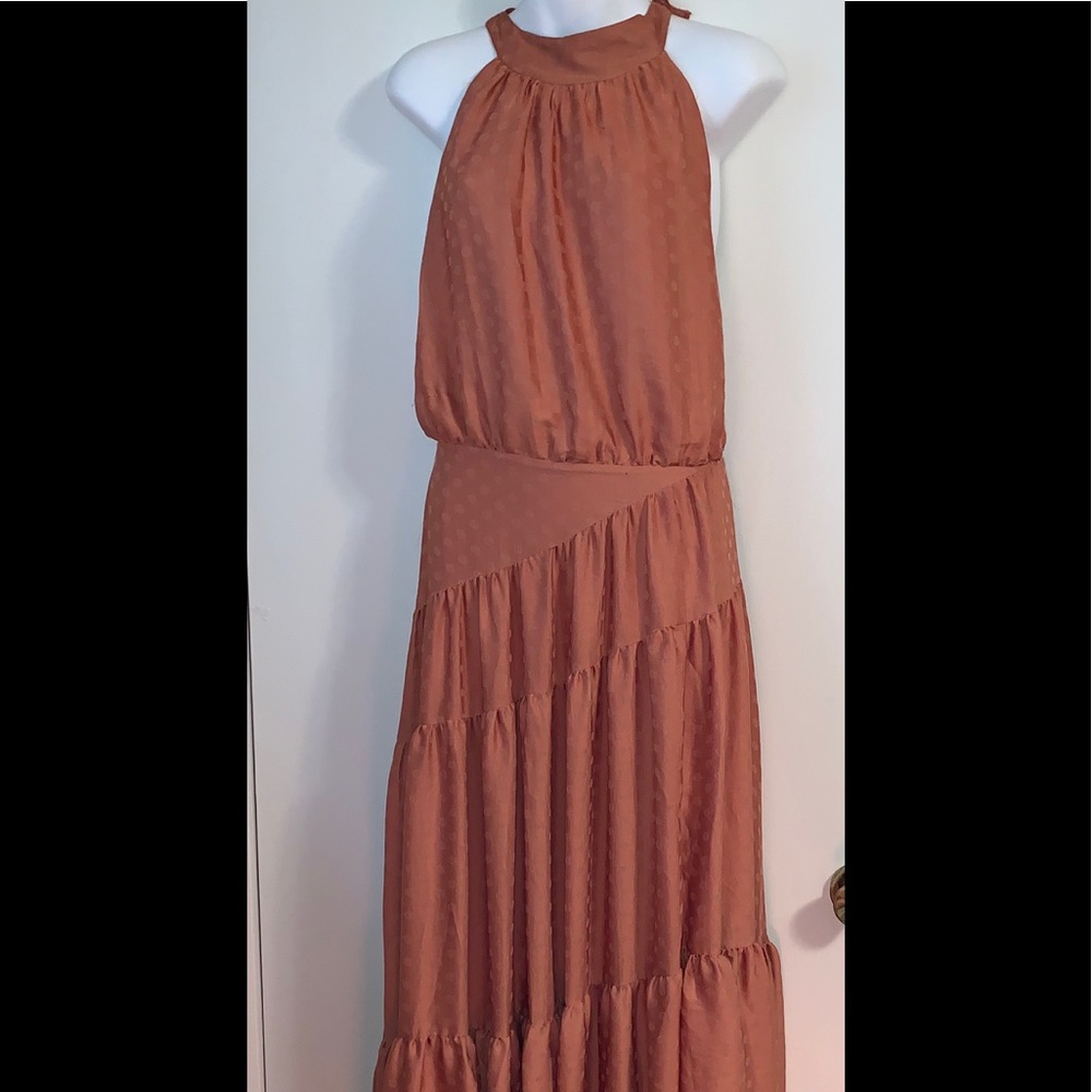 Free People Orange Ruffled Tiered Maxi Sundress